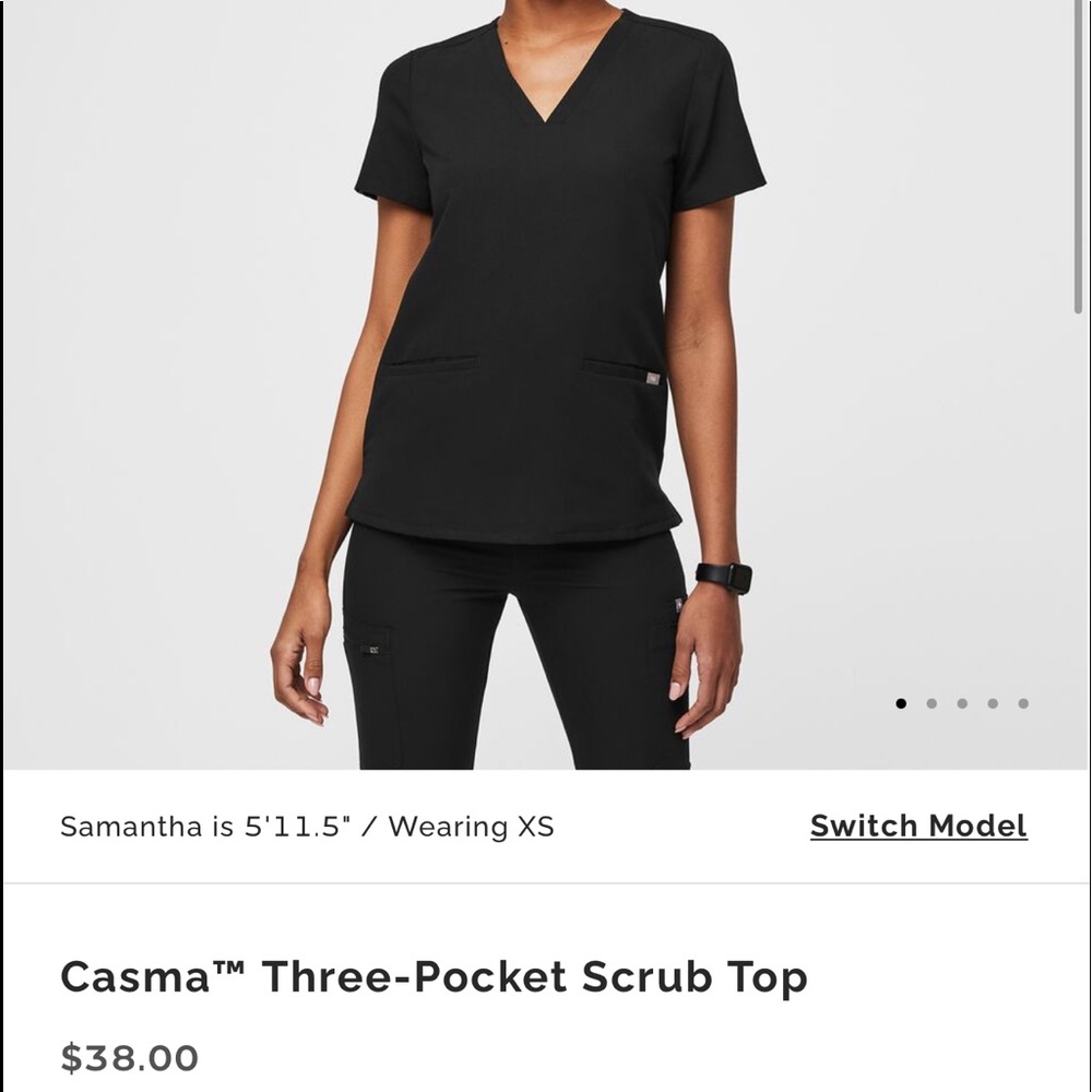 Figs Black Casma Three-Pocket Scrub Top